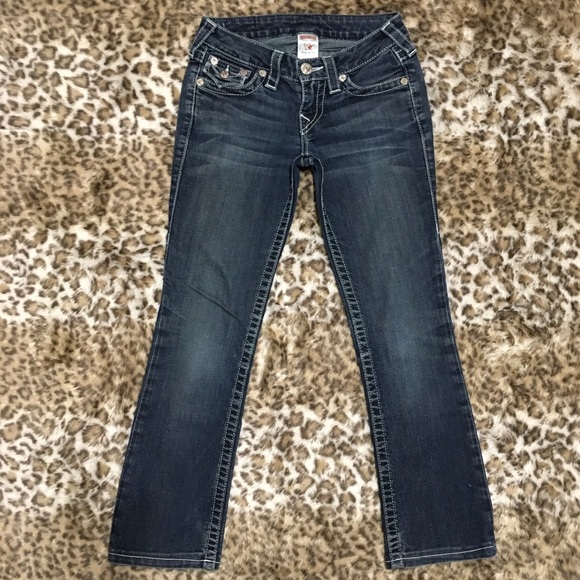 TRUE RELIGION CROPPED STRETCH DENIM BOOT CUT JEANS - Picture 4 of 8